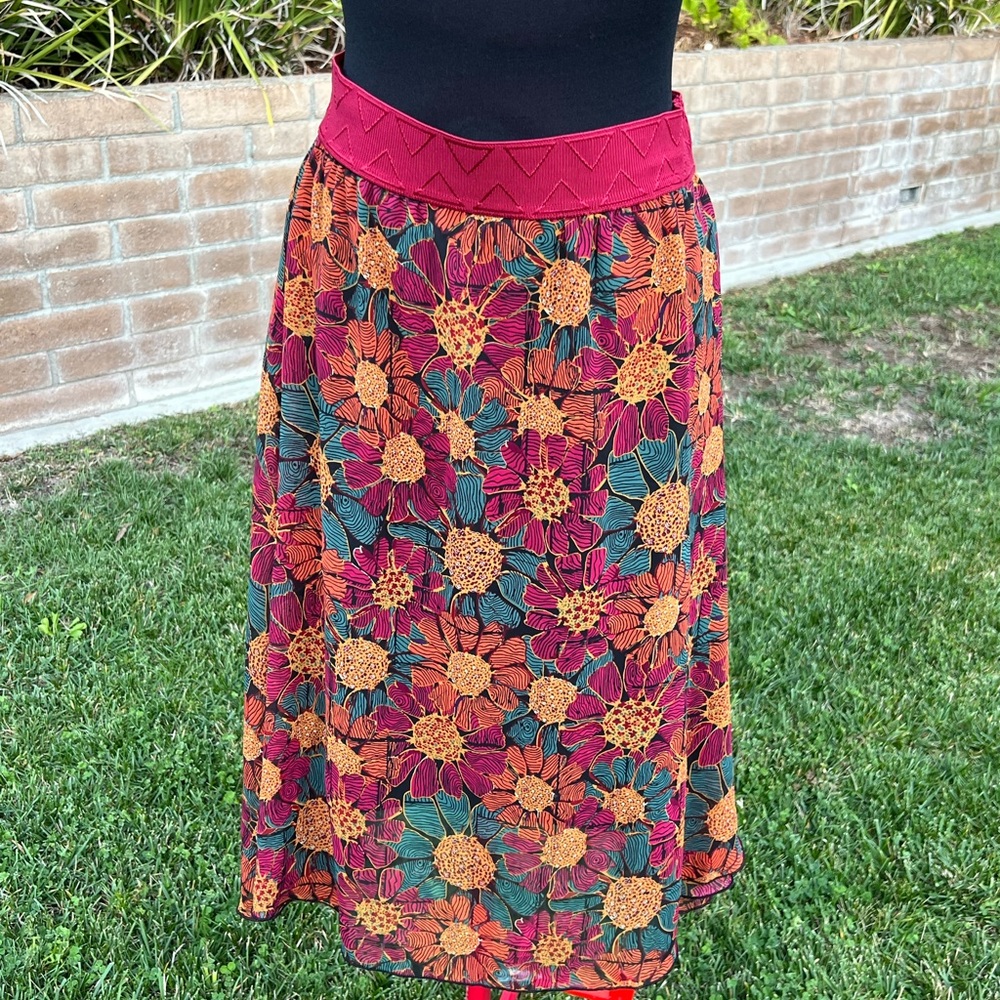 LuLaRoe A-Line Skirt - Red, Orange, Green Floral